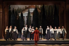 27/06/2017 60 Festival dei 2 Mondi di Spoleto. Teatro Nuovo, Opera lirica Don Giovanni. Nella foto Don Giovanni Dimitris Tiliakos con il coro International Opera Choir